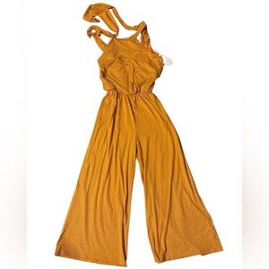 Women's Rolla Costa Halter Jumpsuit Size Small Yellow Polka Dot Wide Leg